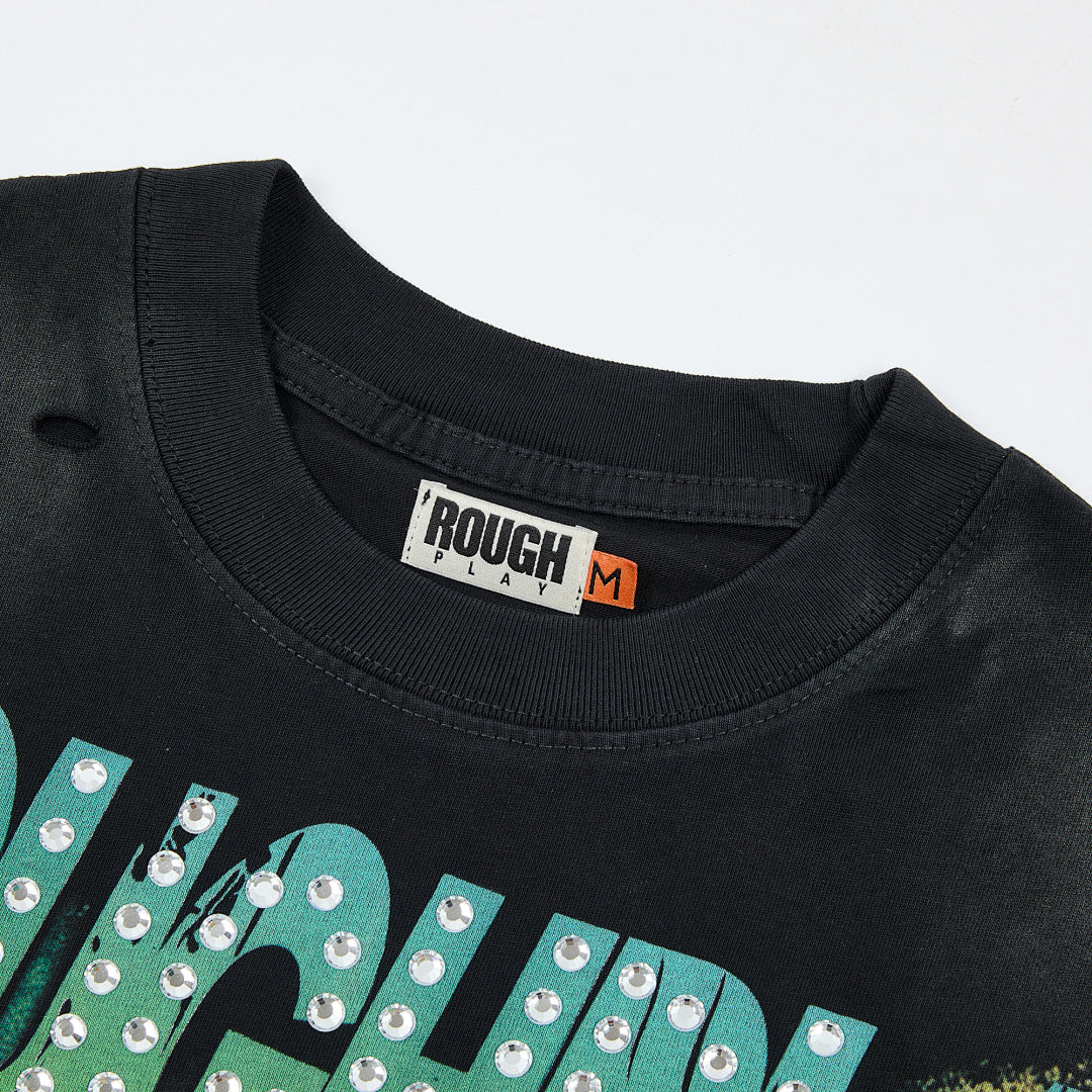 Rough Play Skeleton Cruiser Oversized Graphic Tee — Black