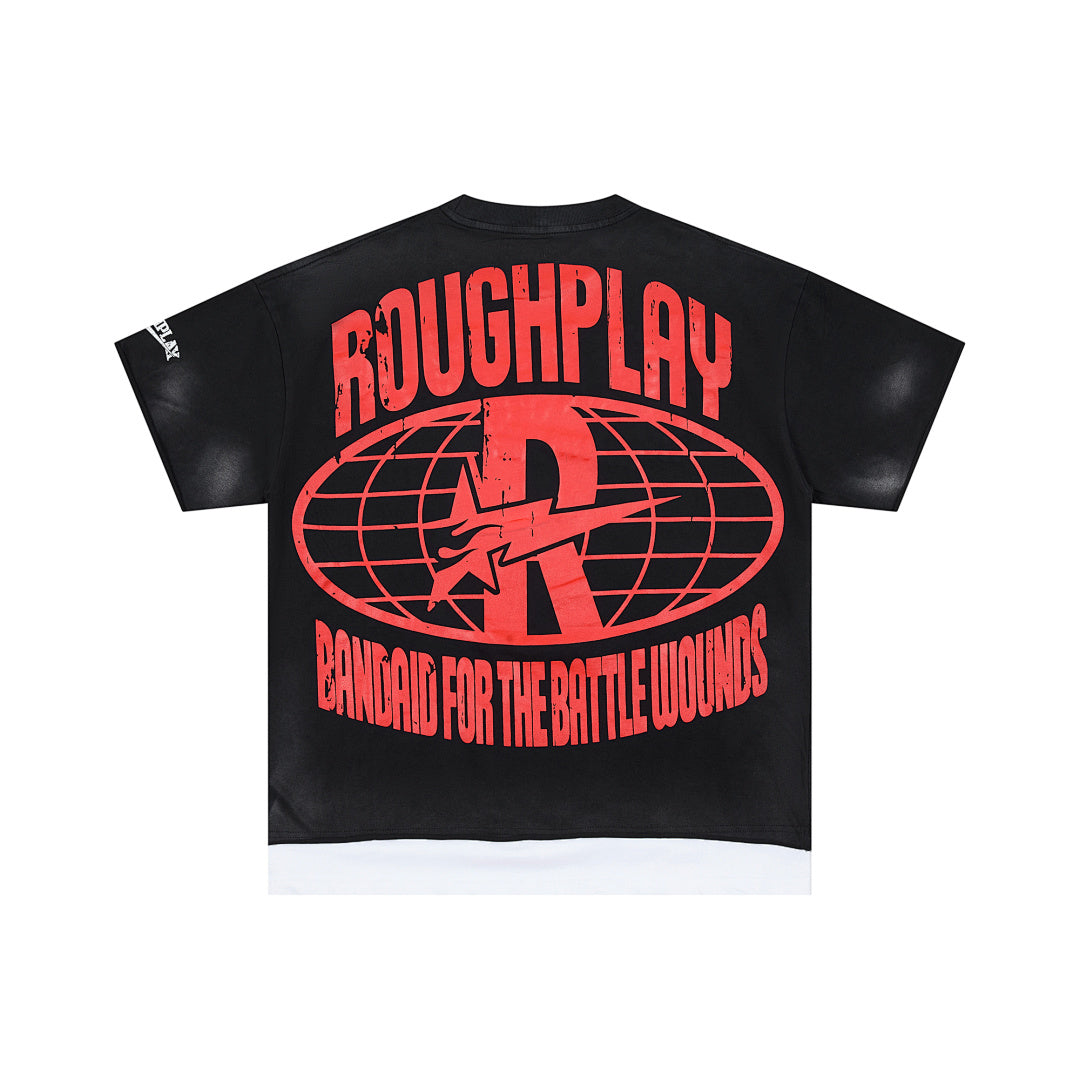 Rough Play Skeleton Cruiser Oversized Graphic Tee — Black
