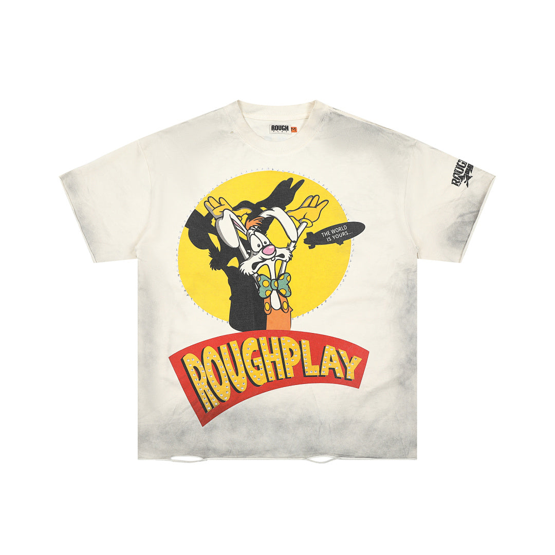 Rough Play Sylvester Oversized Graphic Tee — Cream