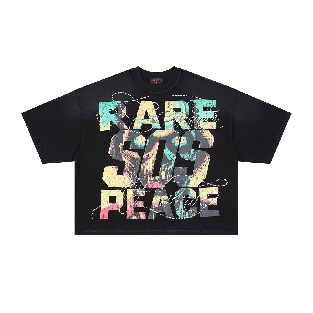 Rare Peace Save Our Souls Oversized Graphic Tee — Black
