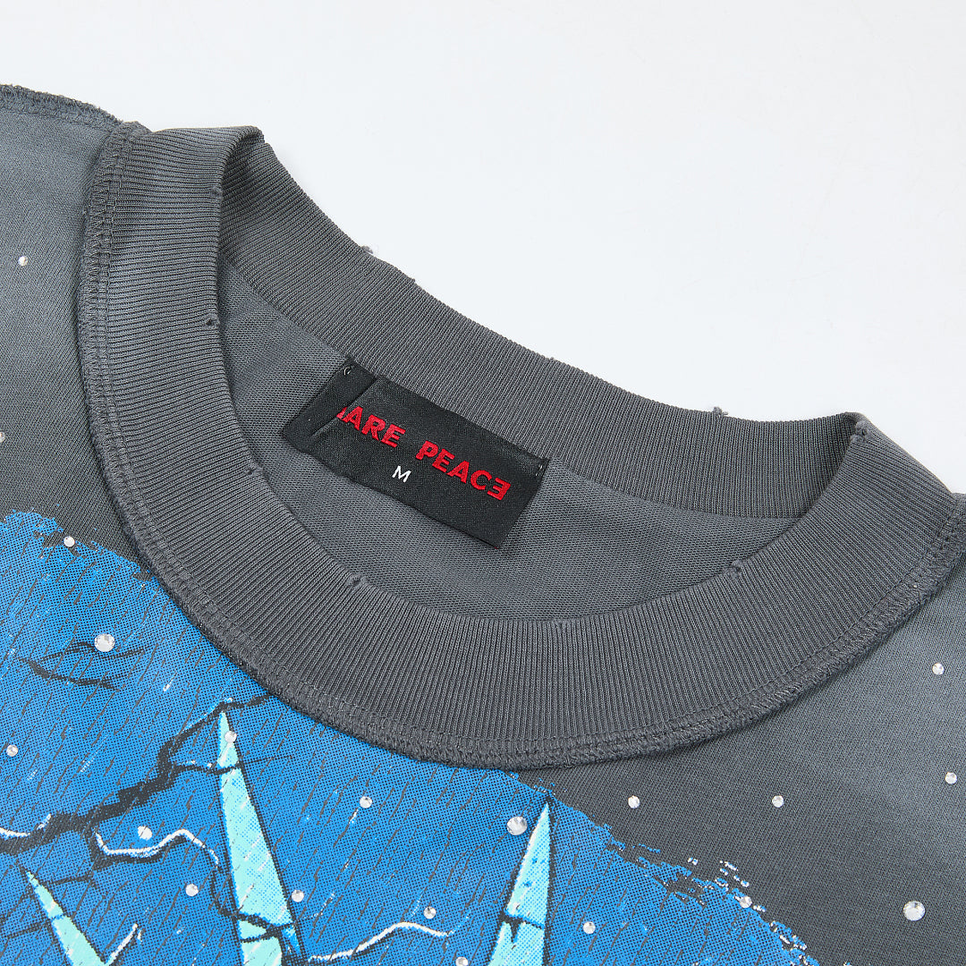 Rare Peace America First Oversized Graphic Tee — Washed Grey