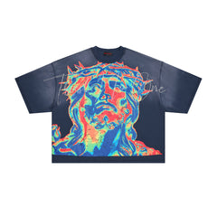 Rare Peace Sorry For The Rest Of The World Oversized Graphic Tee — Navy