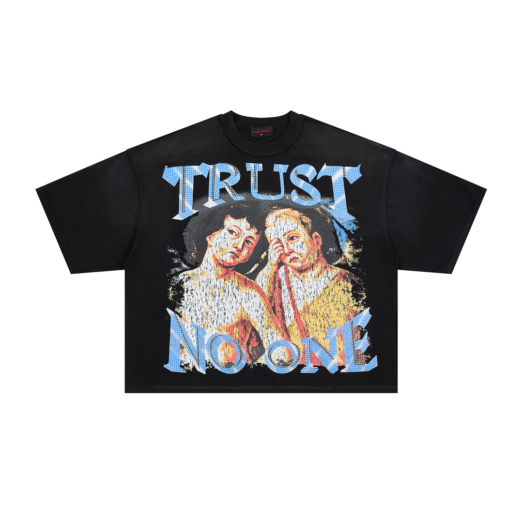 Rare Peace Trust No One Oversized Graphic Tee — Baby Blue