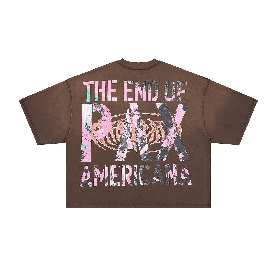 Rare Peace Welcome To The Dark Age 2.0 Oversized Graphic Tee — Brown