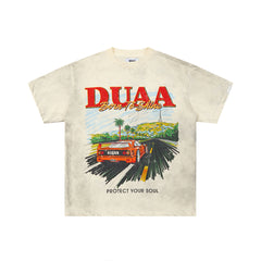 DUAA Born To Shine Oversized Graphic Tee — Cream