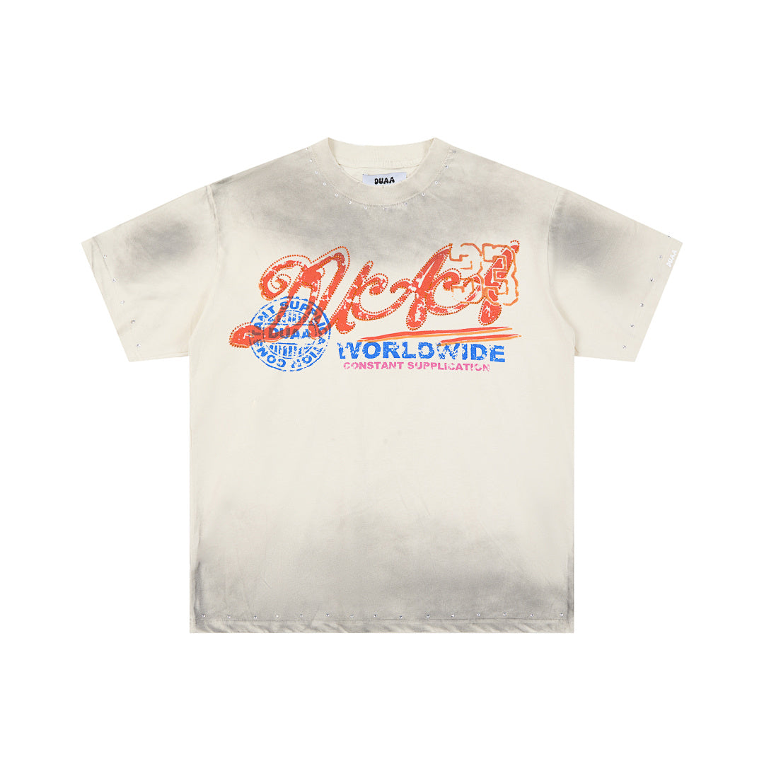 DUAA Worldwide Constant Supplication Oversized Graphic Tee — Cream