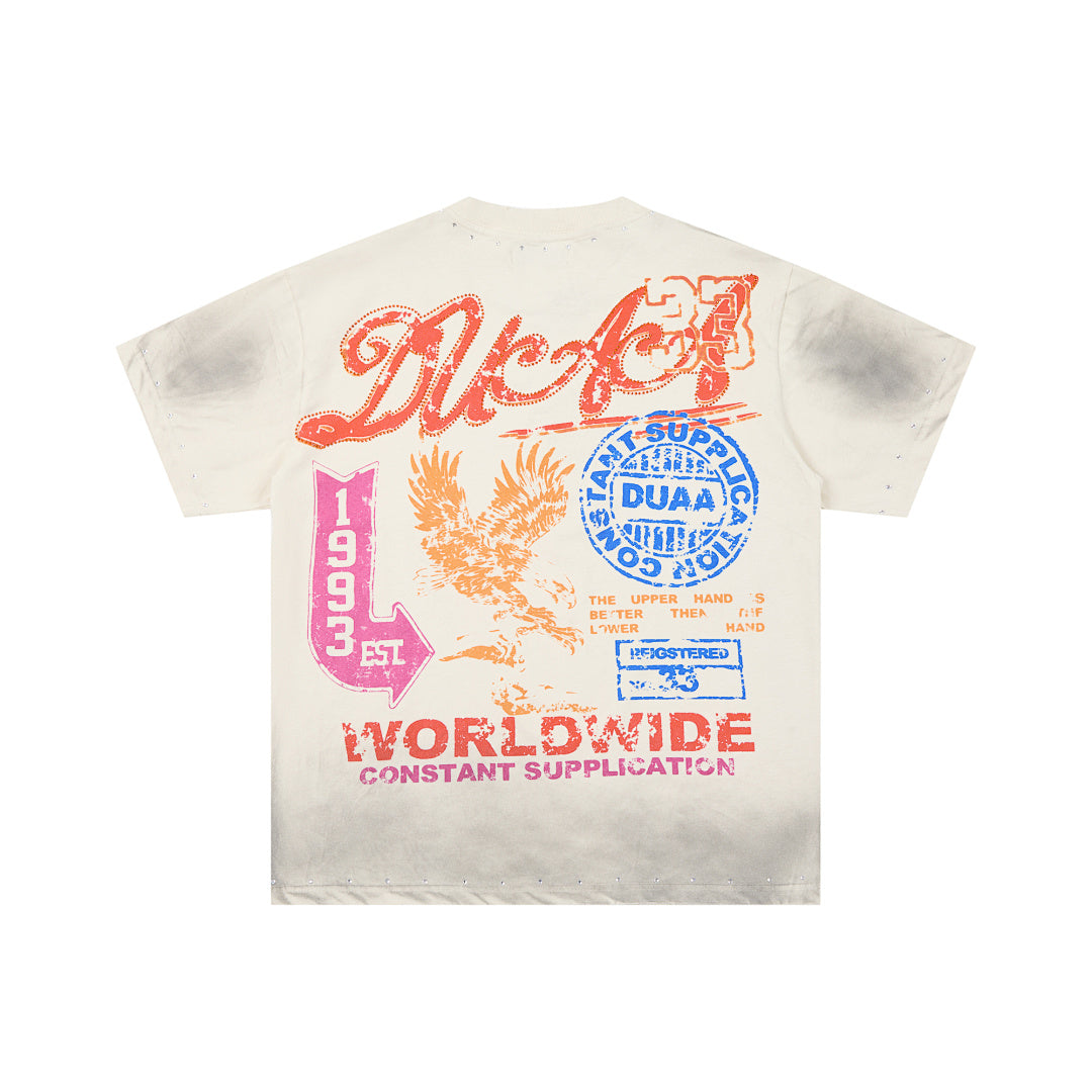 DUAA Worldwide Constant Supplication Oversized Graphic Tee — Cream