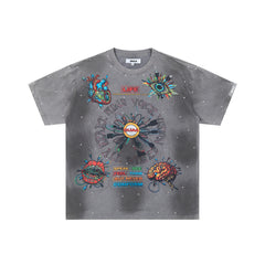 DUAA All Wired Oversized Graphic Tee — Grey