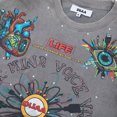 DUAA All Wired Oversized Graphic Tee — Grey