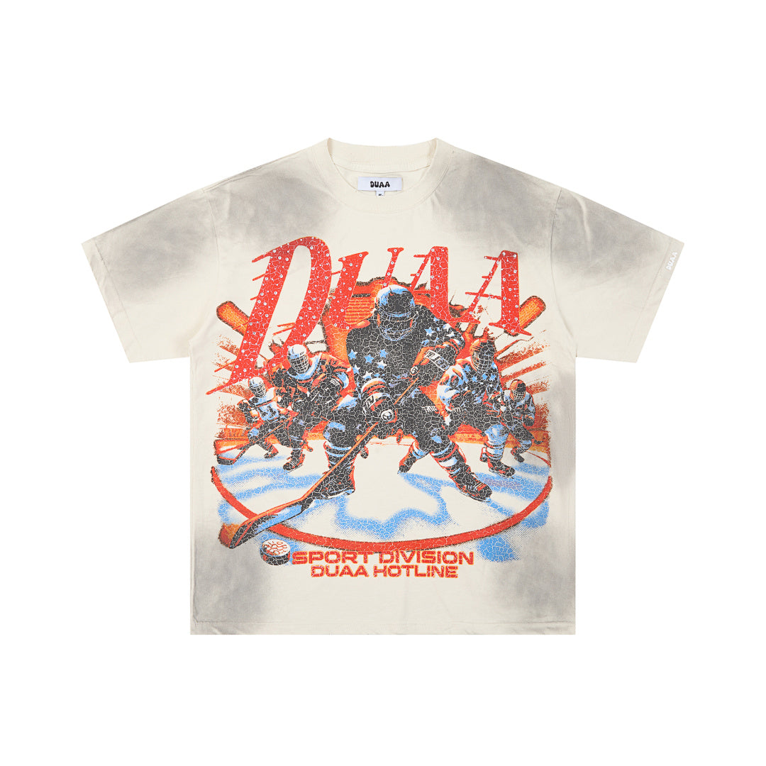 DUAA Sport Division Hockey Oversized Graphic Tee — Cream
