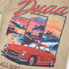 DUAA All Risk No Regrets Oversized Graphic Tee — Sand