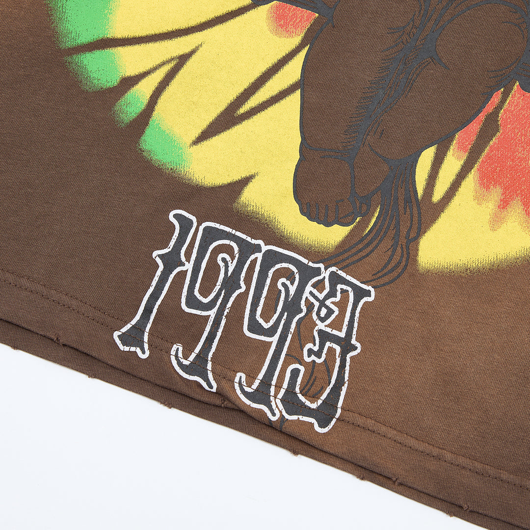 DUAA Records 1993 Angel Oversized Graphic Tee — Washed Brown