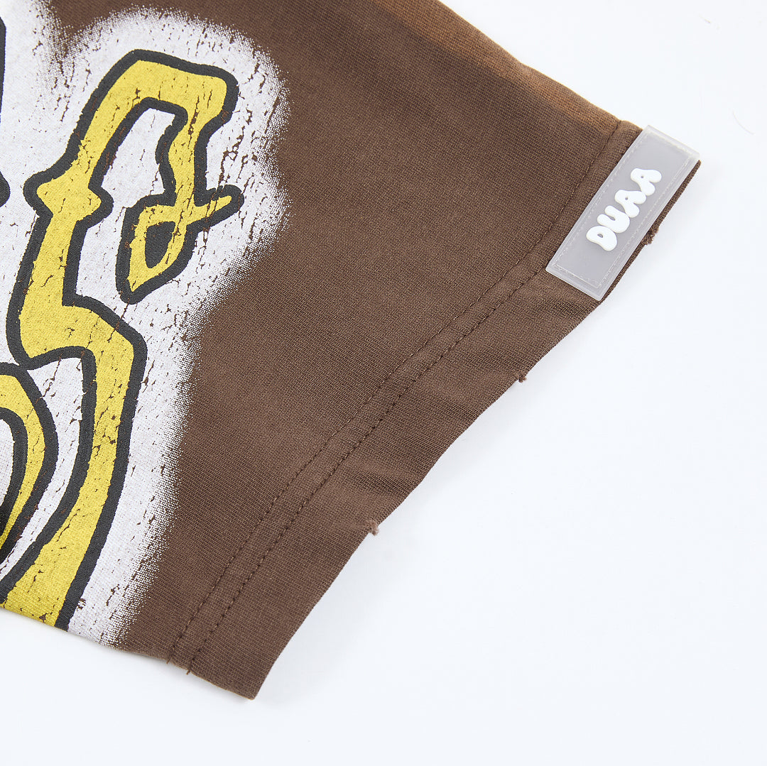 DUAA Records 1993 Angel Oversized Graphic Tee — Washed Brown