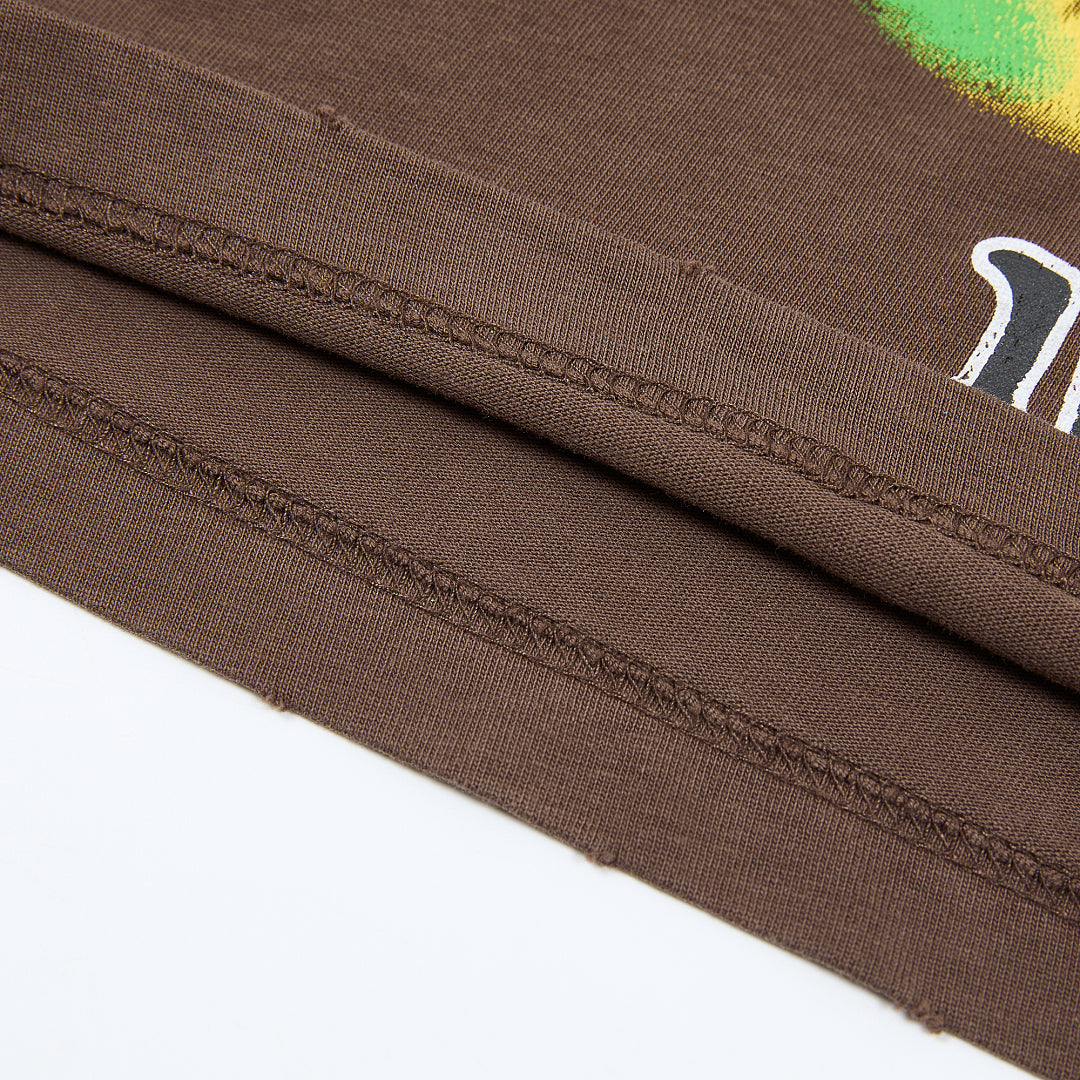 DUAA Records 1993 Angel Oversized Graphic Tee — Washed Brown