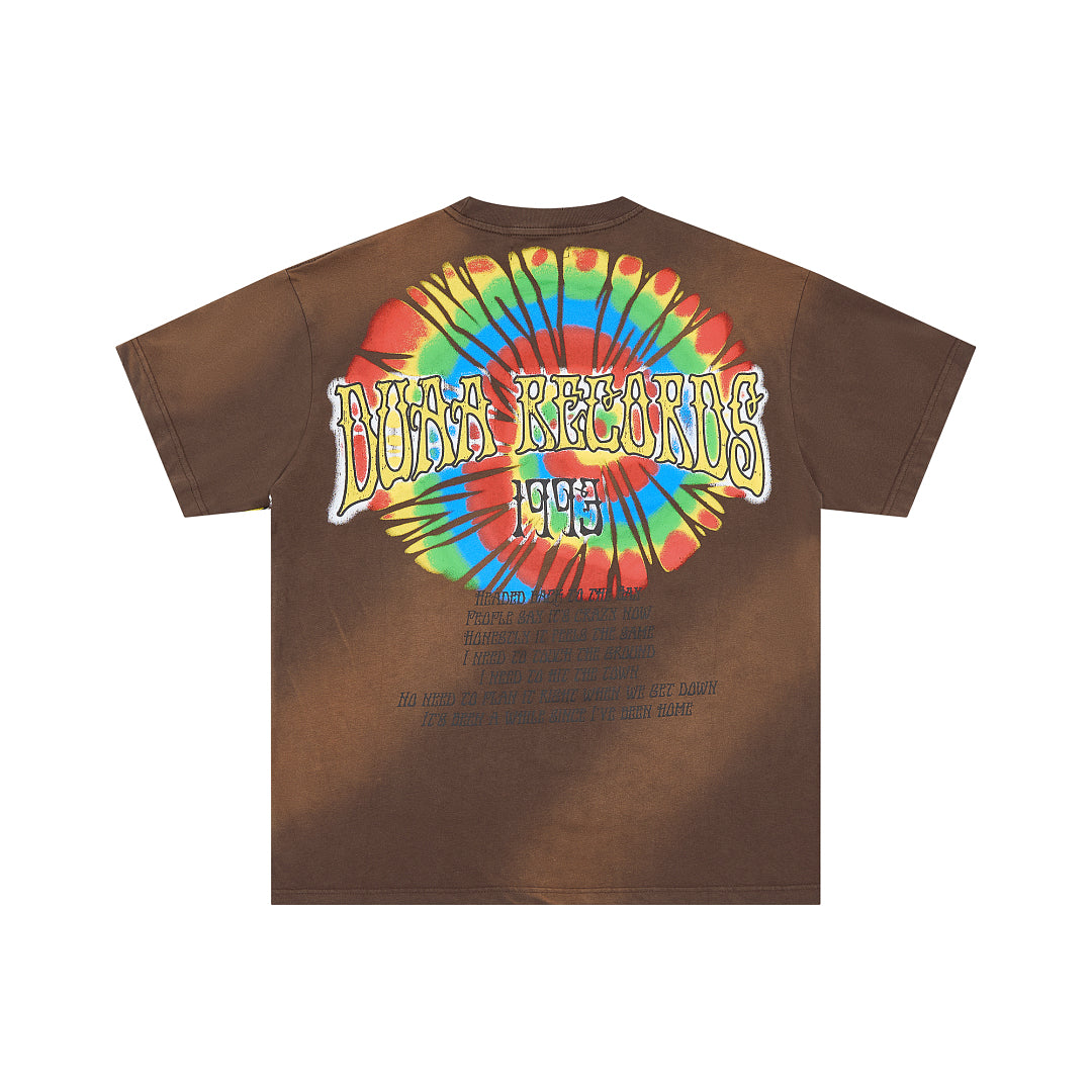 DUAA Records 1993 Angel Oversized Graphic Tee — Washed Brown