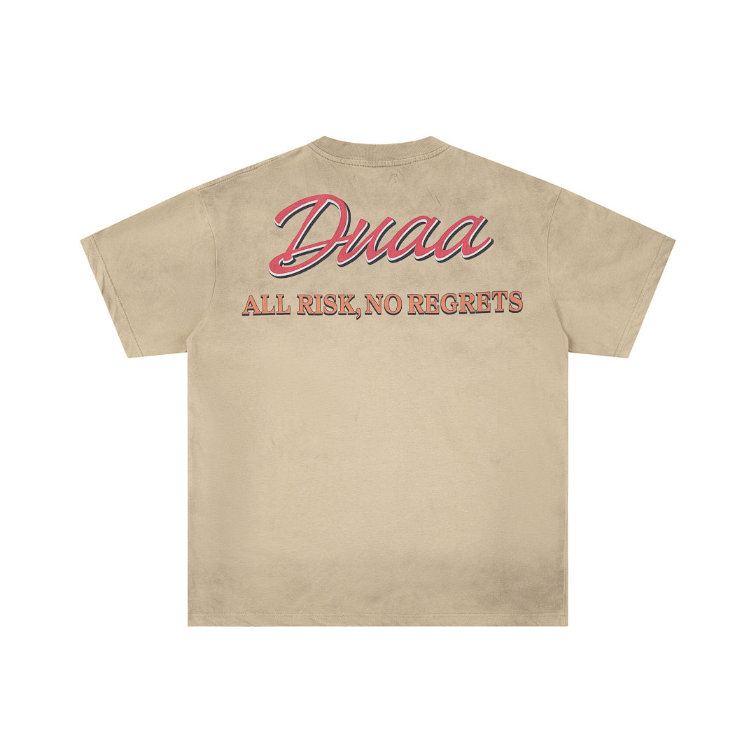 DUAA All Risk No Regrets Oversized Graphic Tee — Sand