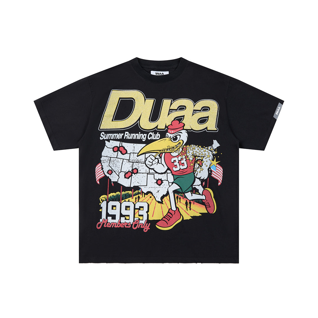 DUAA Global Run Club 1993 Oversized Graphic Tee — Black