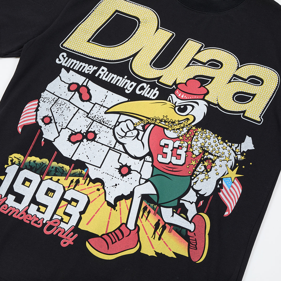DUAA Global Run Club 1993 Oversized Graphic Tee — Black