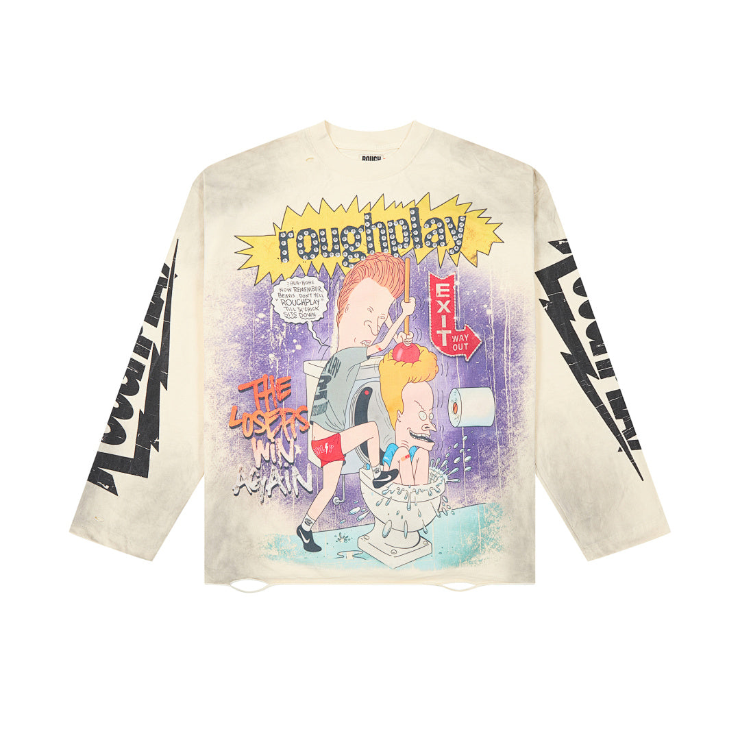 Rough Play The Losers Win Again Oversized Long Sleeve — Cream