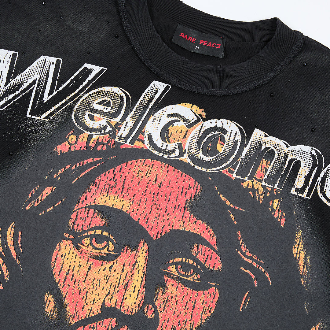 Rare Peace Welcome To The Dark Age 2.0 Oversized Graphic Tee — Black