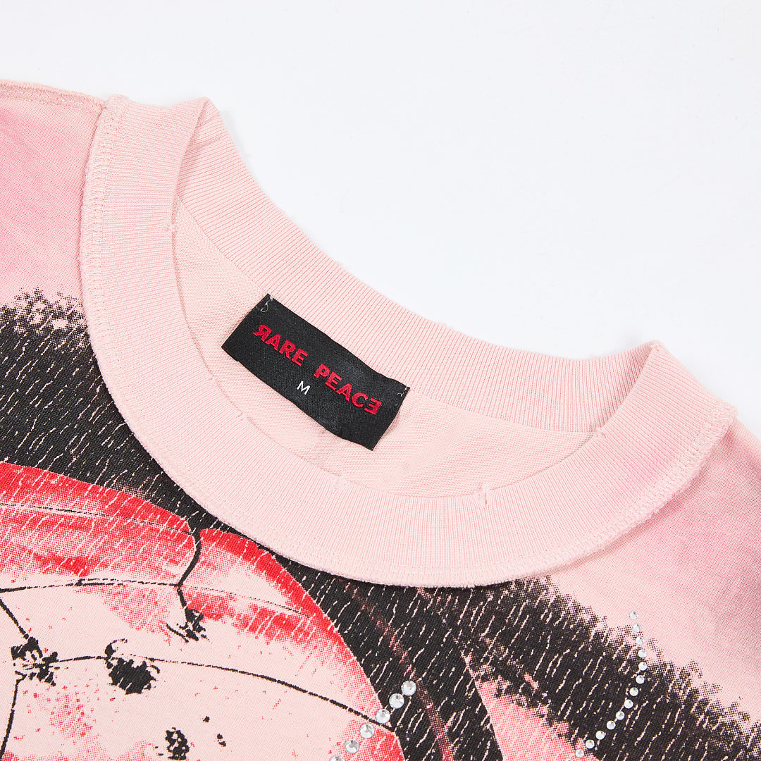 Rare Peace No Longer Human Oversized Graphic Tee — Pink