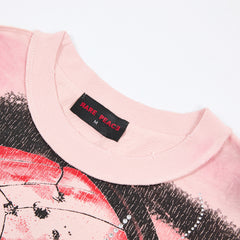 Rare Peace No Longer Human Oversized Graphic Tee — Pink