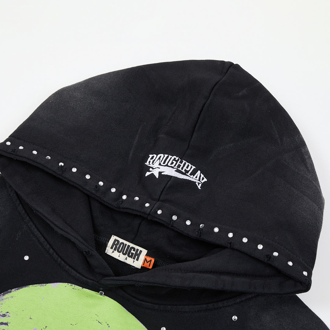 Rough Play Can’t Feel My Face Oversized Hoodie — Black