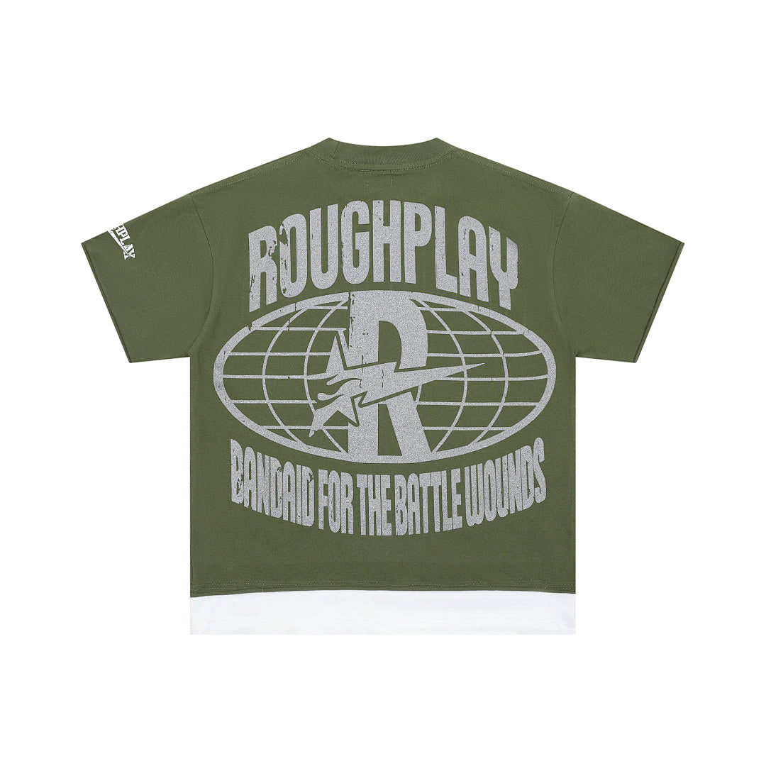Rough Play Jungle Skull Oversized Graphic Tee — Olive