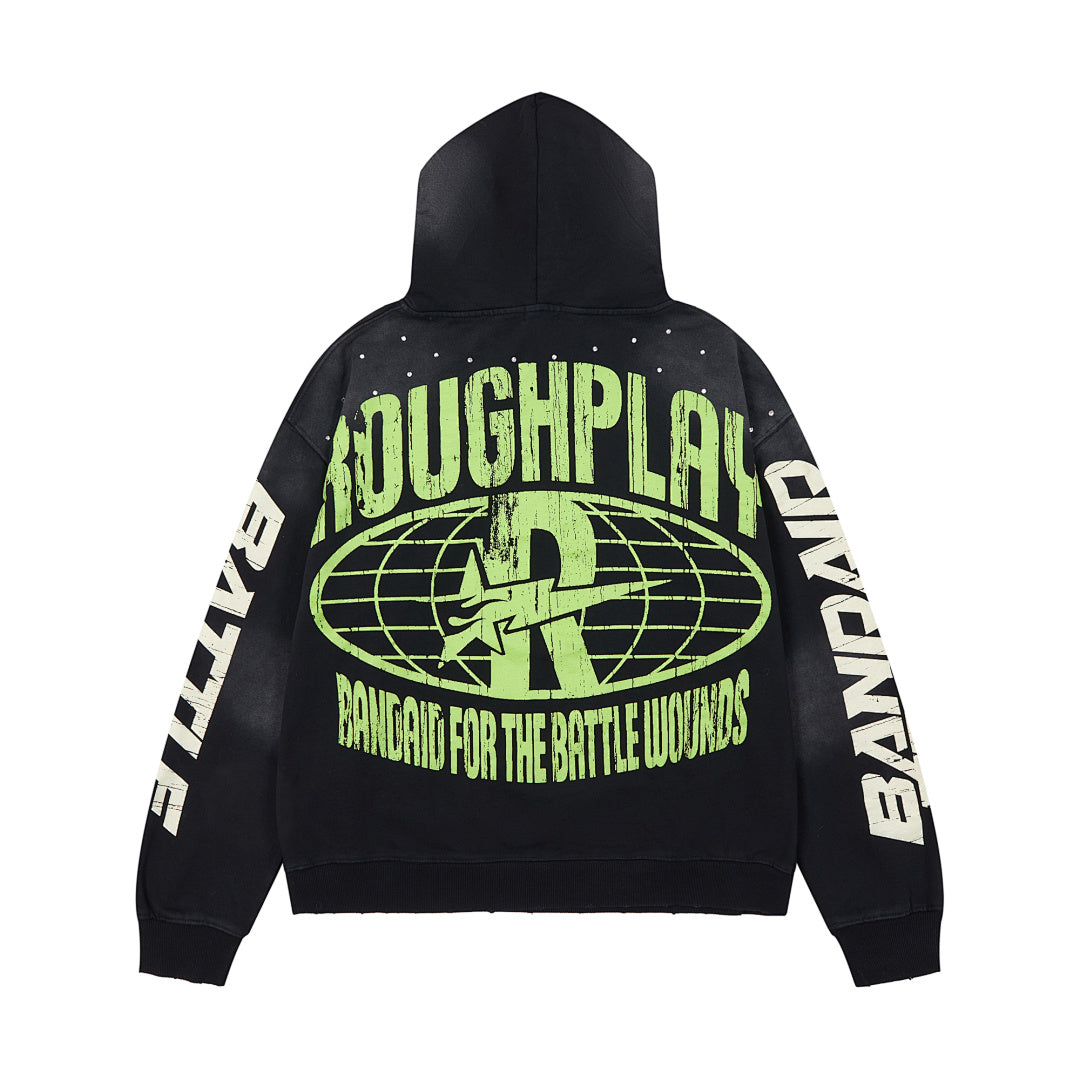 Rough Play Can’t Feel My Face Oversized Hoodie — Black