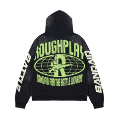 Rough Play Can’t Feel My Face Oversized Hoodie — Black