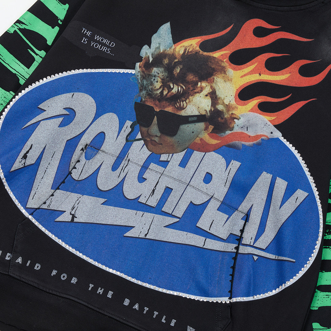 Rough Play The World Is Yours Oversized Hoodie — Black