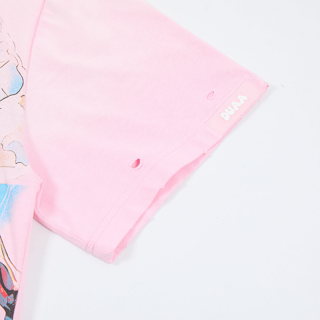 DUAA No.10 Legend Oversized Graphic Tee — Pink