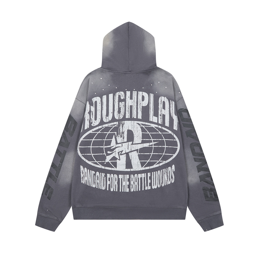 Rough Play Can’t Feel My Face Oversized Hoodie — Grey