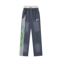 Rough Play Rhinestone Wordmark Oversized Sweatpants — Slate