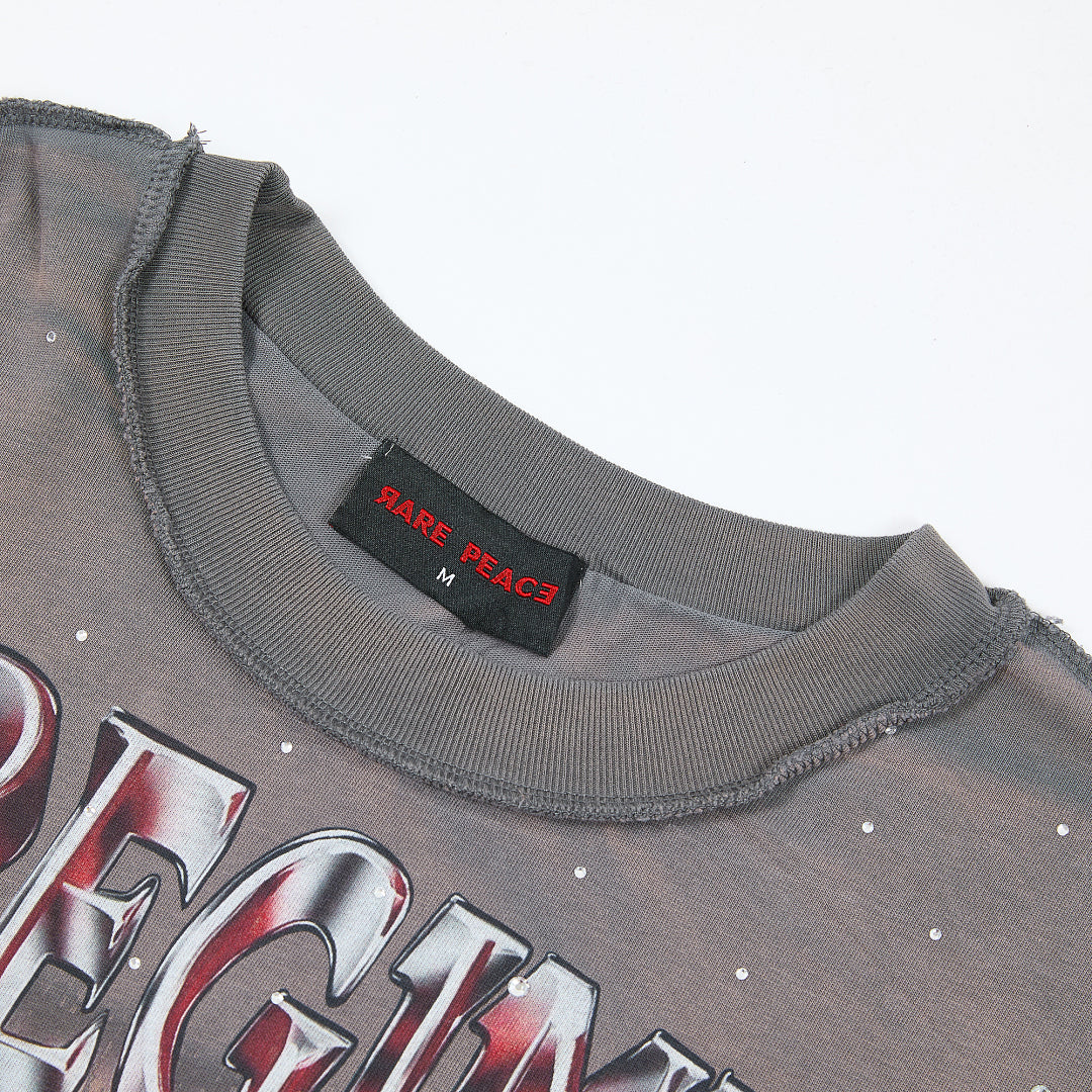 Rare Peace "The Beginning of the End" Oversized Graphic Tee — Washed Grey