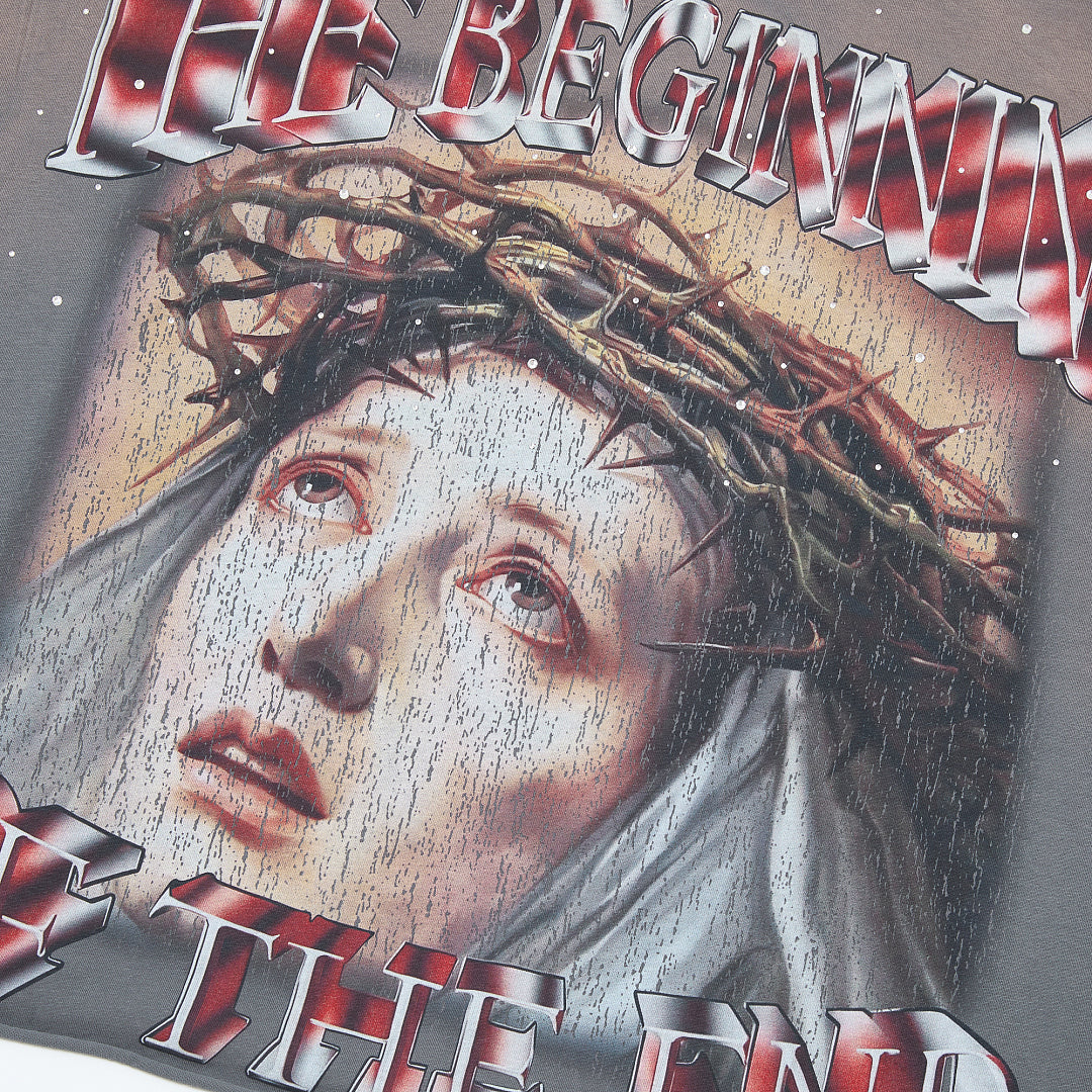 Rare Peace "The Beginning of the End" Oversized Graphic Tee — Washed Grey