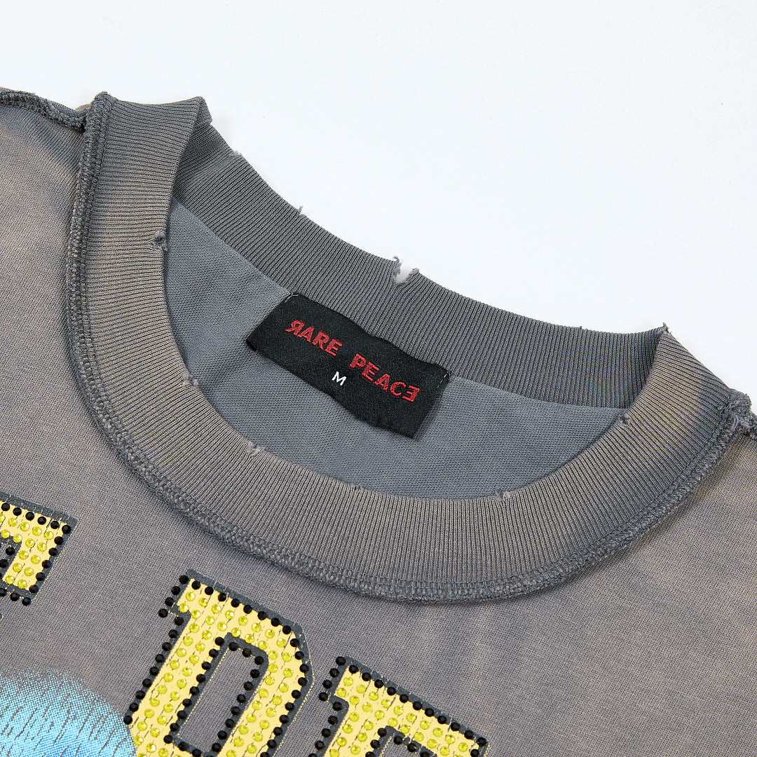Rare Peace SOS The End Of An Era Crop Tee — Washed Grey