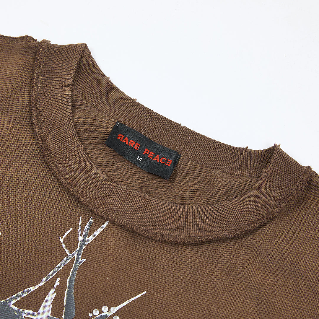 Rare Peace Sorry For The Rest Of The World Crop Tee — Brown