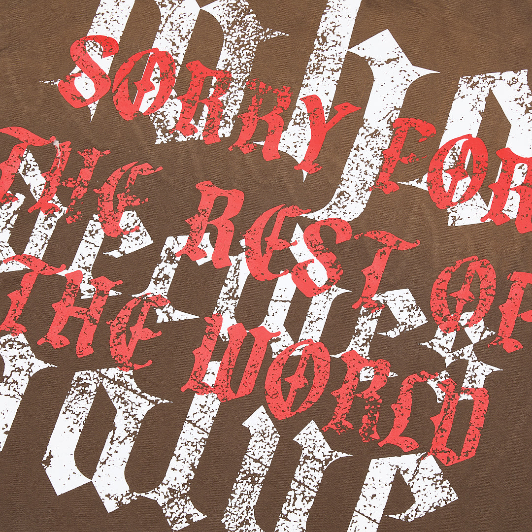 Rare Peace Sorry For The Rest Of The World Crop Tee — Brown