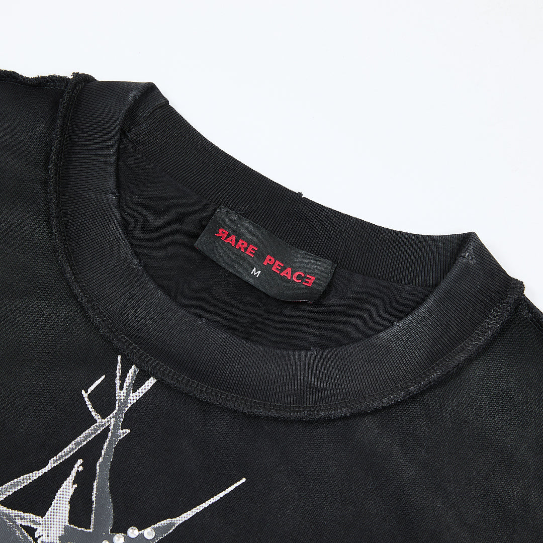 Rare Peace Sorry For The Rest Of The World Crop Tee — Black