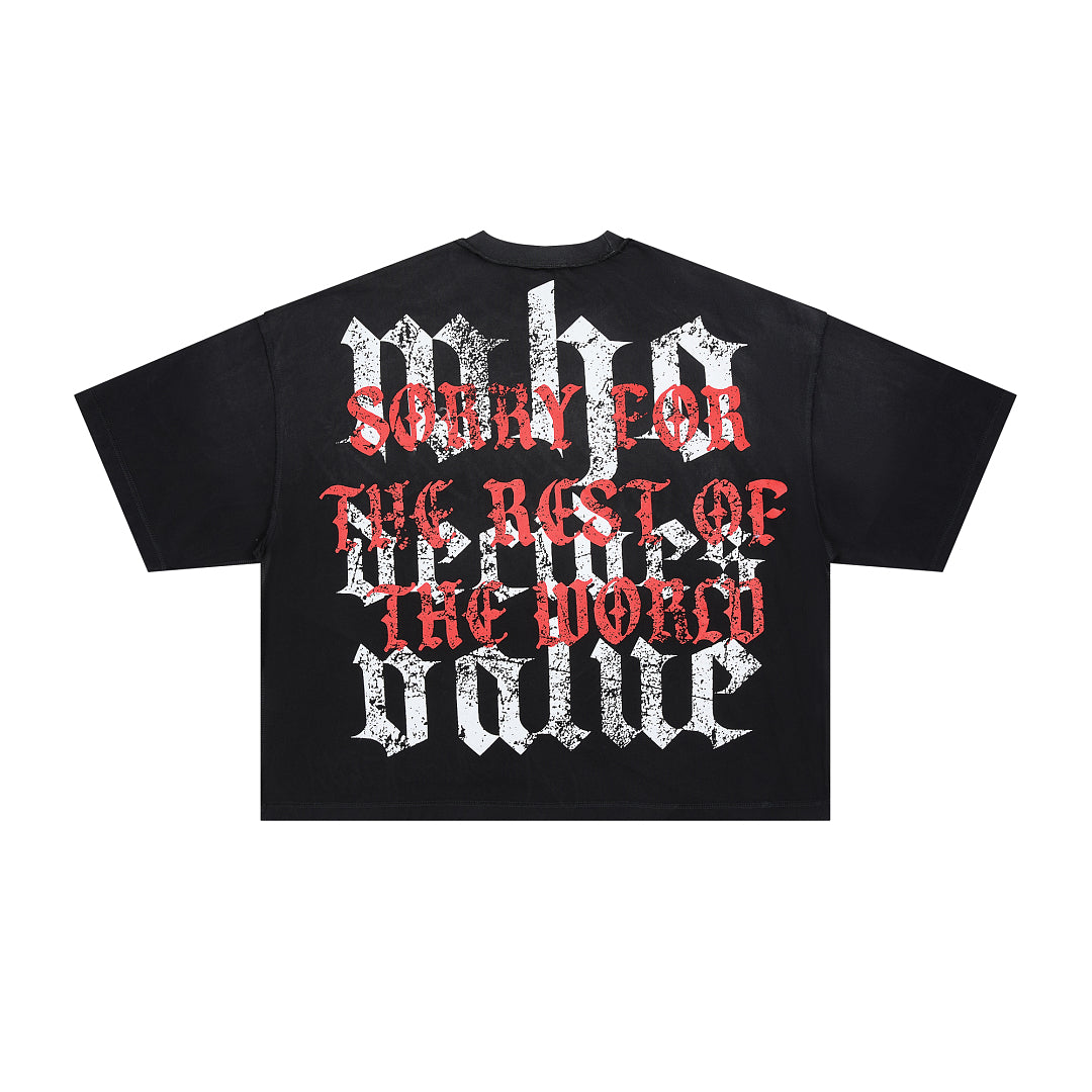 Rare Peace Sorry For The Rest Of The World Crop Tee — Black