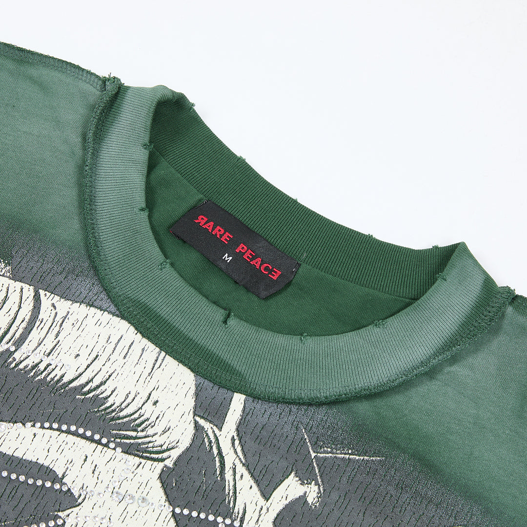 Rare Peace Lady Liberty Oversized Graphic Tee - Forest Green