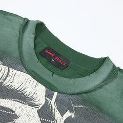 Rare Peace Lady Liberty Oversized Graphic Tee - Forest Green