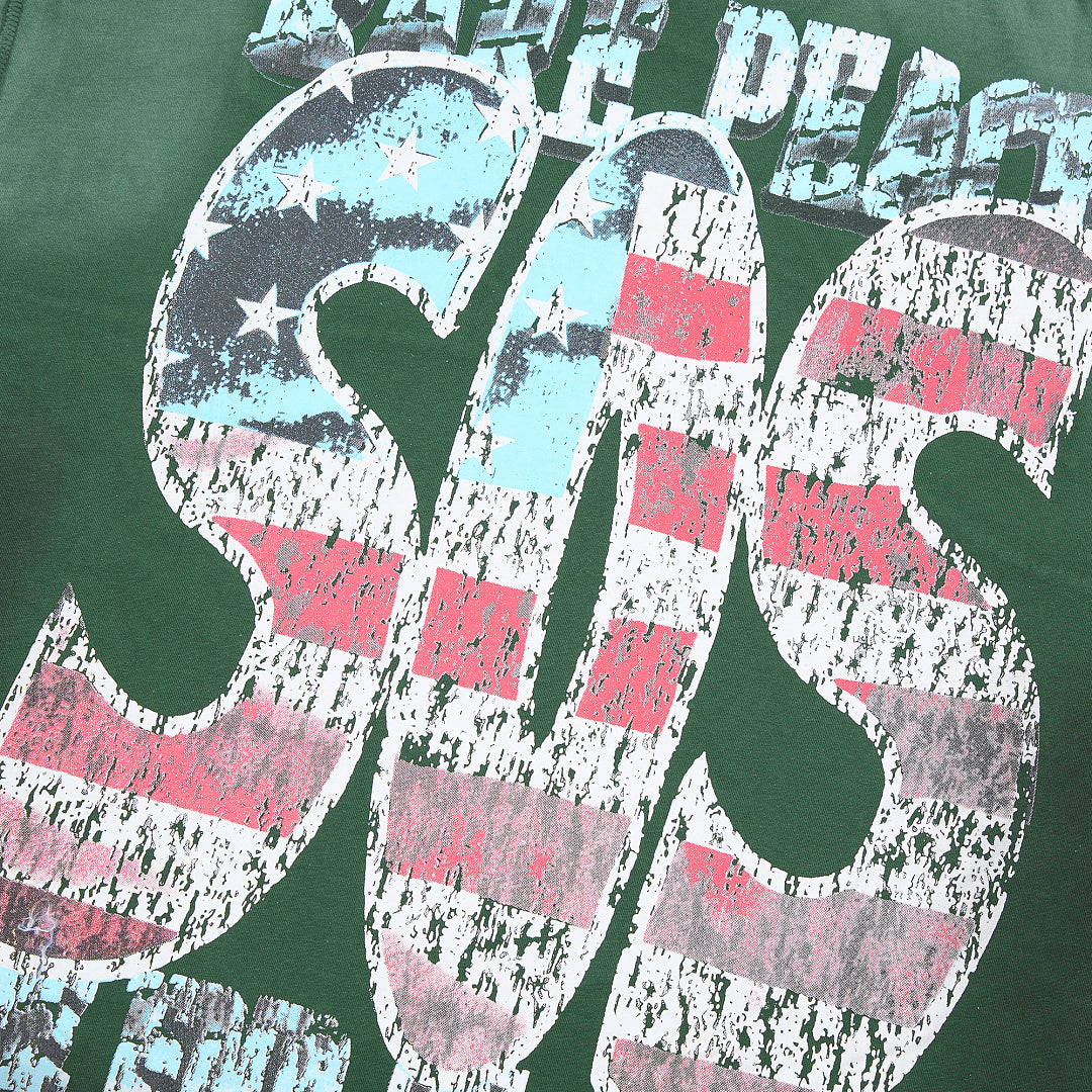 Rare Peace Lady Liberty Oversized Graphic Tee - Forest Green
