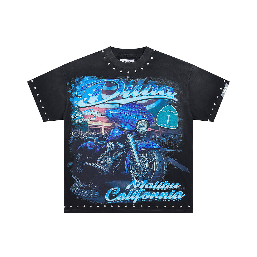 DUAA On the Road Oversized Graphic Tee — Malibu California Black