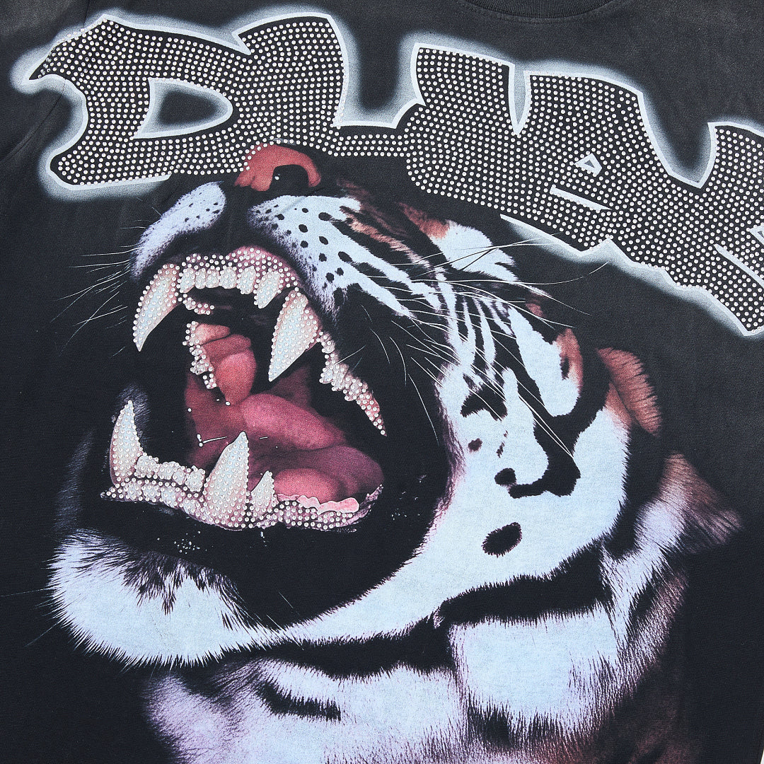 DUAA Roaring Tiger Oversized Graphic Tee — Washed Black