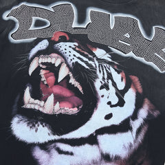 DUAA Roaring Tiger Oversized Graphic Tee — Washed Black