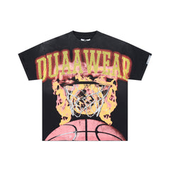DUAA Wear Flamin' Hoop Oversized Graphic Tee — Black