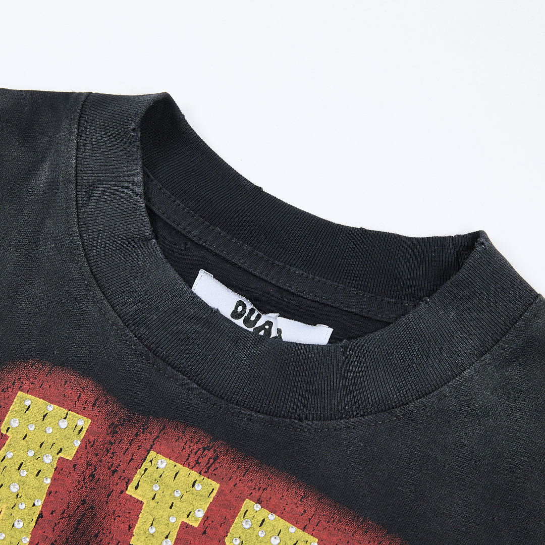 DUAA Wear Flamin' Hoop Oversized Graphic Tee — Black