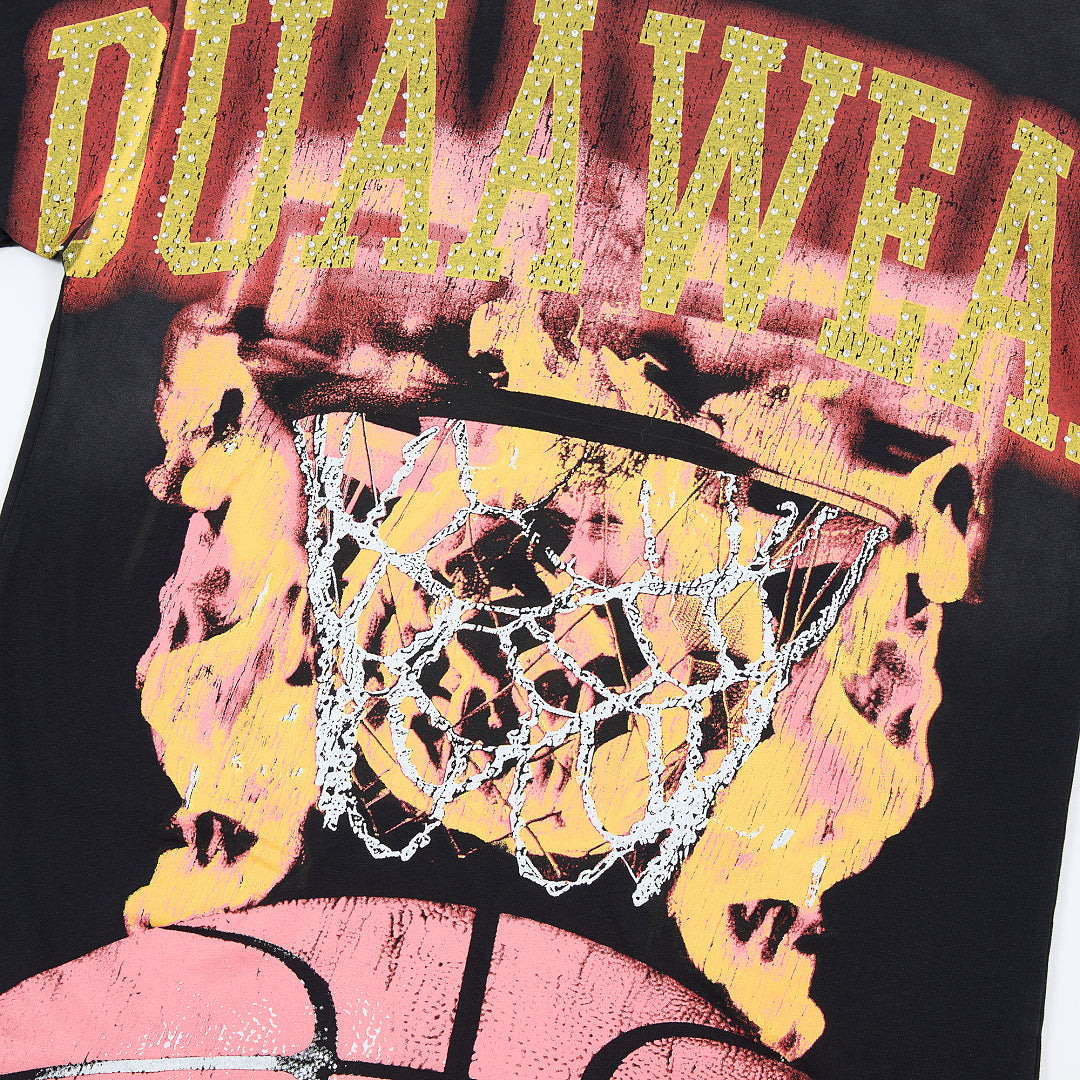 DUAA Wear Flamin' Hoop Oversized Graphic Tee — Black